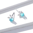 925 Sterling Silver Transparent Glass Earrings