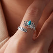 925 Sterling Silver Ring with Synthetic Turquoise in Oxidized Finish for Women