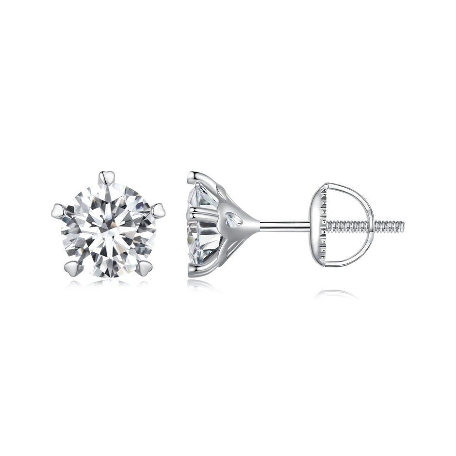 925 Sterling Silver Moissanite 0.50 Carat Earrings 6.0mm for Women