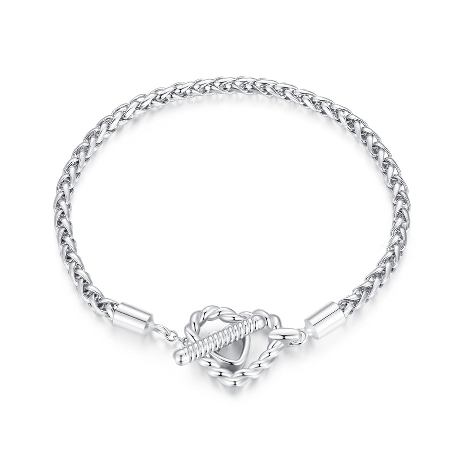 925 Sterling Silver 3.0mm Plated Platinum Bracelet Size 17.0 for Women