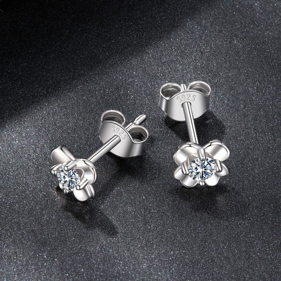 925 Sterling Silver Moissanite Earrings 0.6cm for Women