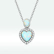 925 Sterling Silver Genuine Translucent Opal Necklace with CZ for Women
