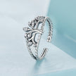 925 Sterling Silver Oxidized Pavé CZ Ring for Women