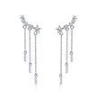 925 Sterling Silver Plated Platinum Pavé Setting CZ Earrings 3.4*0.7cm for Women