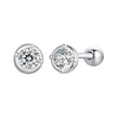 925 Sterling Silver 4mm Moissanite Earrings with Platinum Plating for Women