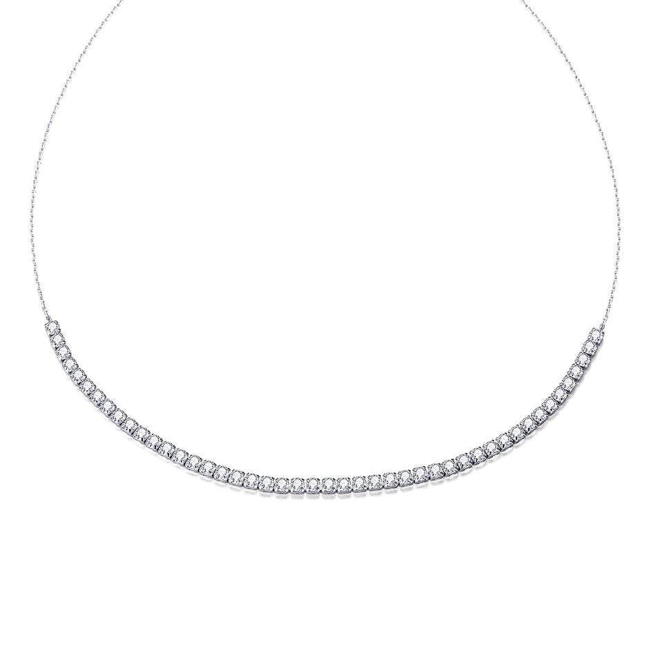 925 Sterling Silver Adjustable Pavé Setting CZ Necklace