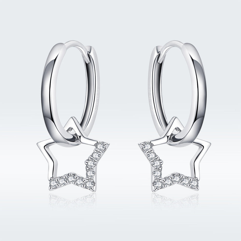 S925 Sterling Silver Plated Platinum CZ Earrings for Women