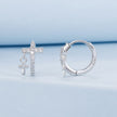 925 Sterling Silver Earrings with Pavé Setting CZ in White Gold, Size 13*8mm for Women