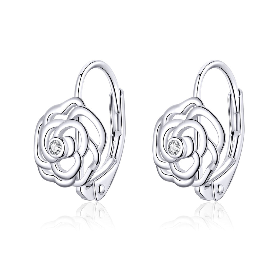 925 Sterling Silver Earrings with Pavé Setting CZ - 1.4x0.9 cm for Women