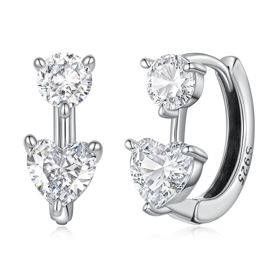 925 Sterling Silver Oxidized Silver Pavé CZ 1.2x0.6cm Hoop Earrings for Women