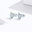 925 Sterling Silver Plated Rose Gold Opal Earrings 0.8cm for Women