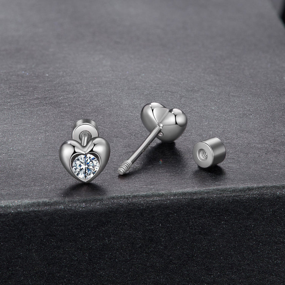 925 Sterling Silver Moissanite Earrings 0.5cm for Women