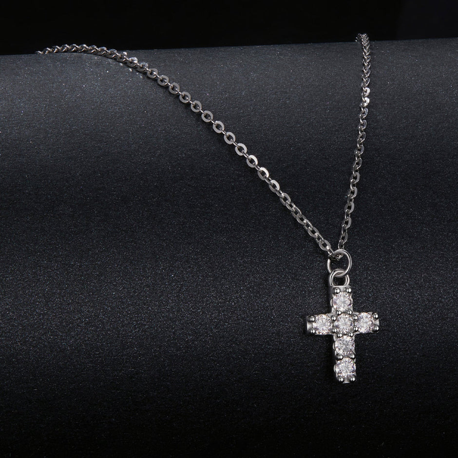 925 Sterling Silver Moissanite Pendant Necklace 40+5cm for Women