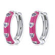925 Sterling Silver Enamel CZ Earrings for Women, 1.2*0.3cm, Platinum Plated