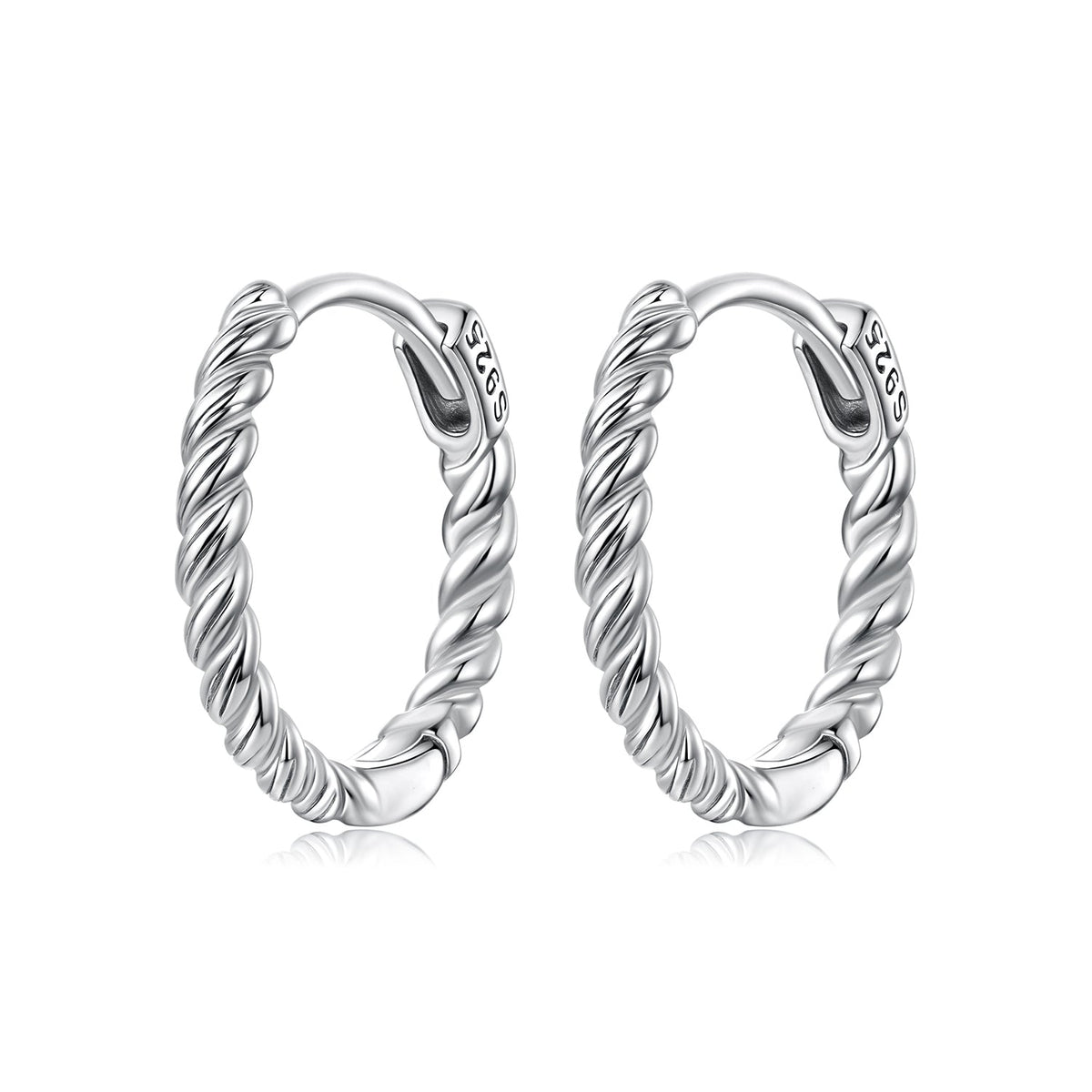 925 Sterling Silver Plated White Gold Earrings Size 1.4x0.2cm for Women