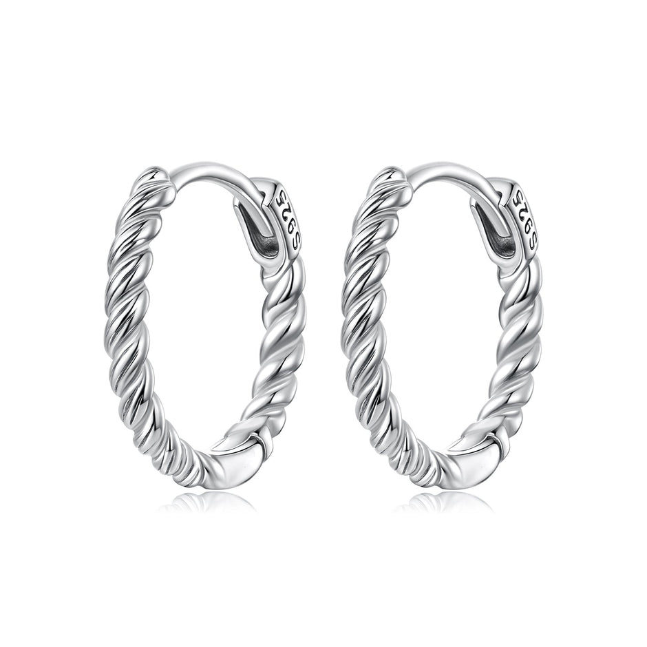 925 Sterling Silver Plated White Gold Earrings Size 1.4x0.2cm for Women