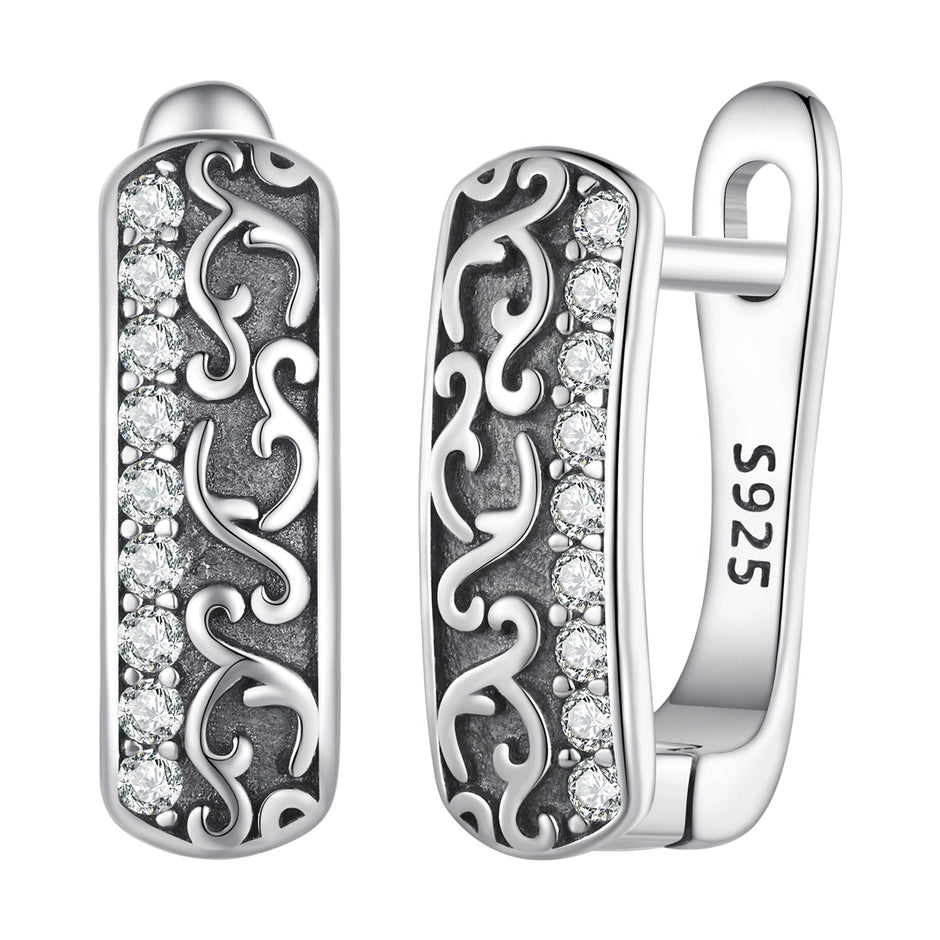 925 Sterling Silver Earrings with Pavé Setting CZ - 1.3m x 0.5m for Women