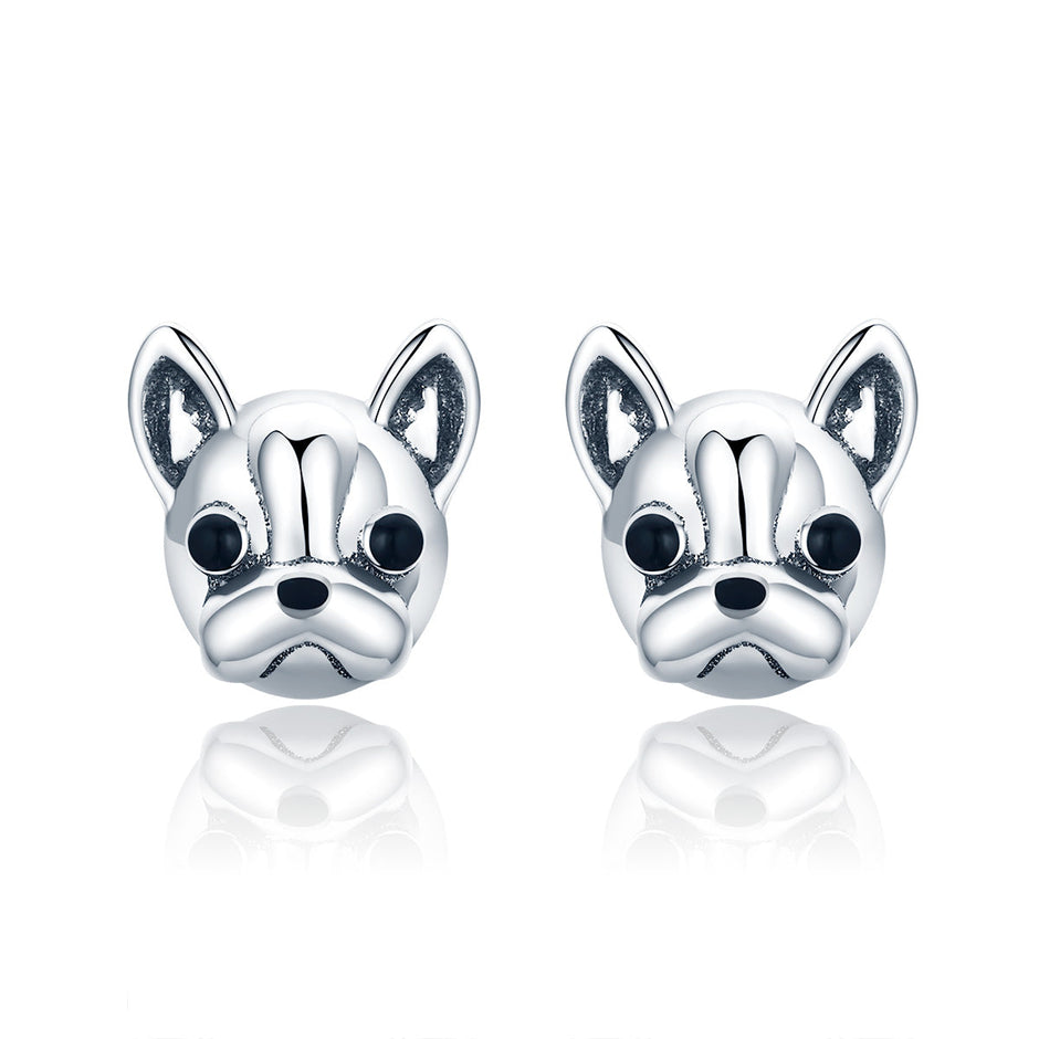 925 Sterling Silver Oxidized Enamel Earrings for Women 1*1cm
