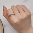 925 Sterling Silver Oxidized Ring with Pavé Setting CZ, Size 6.0 for Women