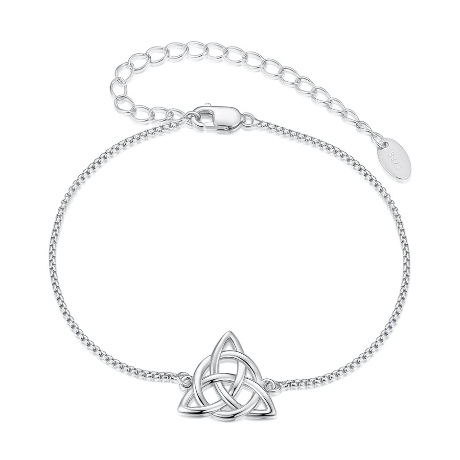 925 Sterling Silver White Gold Plated Bracelet with Length 15+6cm for Women