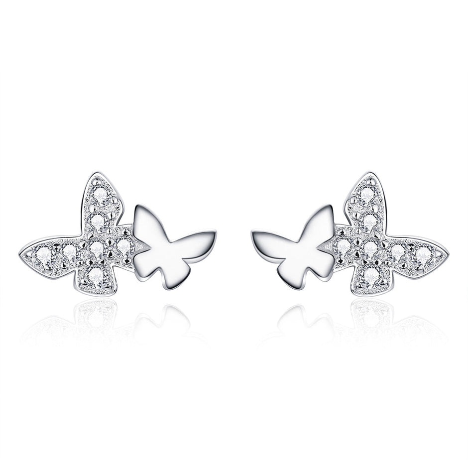 925 Sterling Silver Earrings with Pavé Setting CZ - 0.6*0.9cm