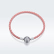 925 Sterling Silver Pavé Setting CZ Bracelet with Genuine Leather for Women
