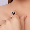 925 Sterling Silver Enamel Oxidized Silver Ring for Dogs