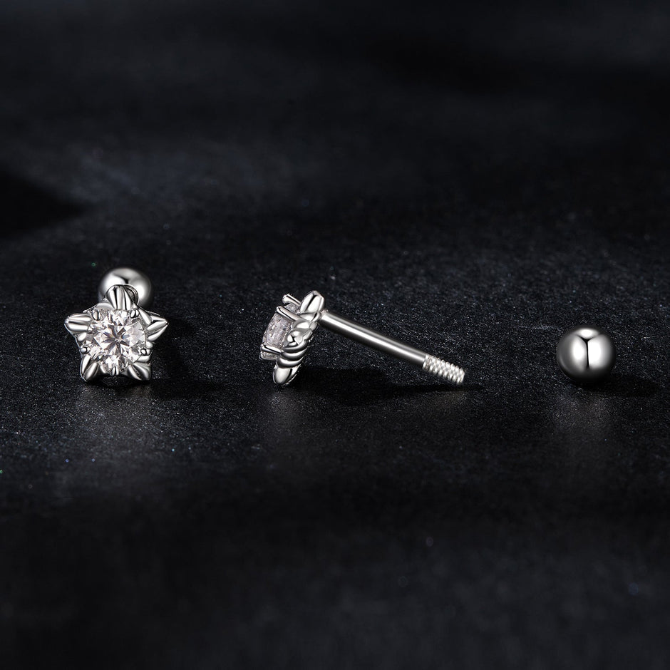 925 Sterling Silver Moissanite Stud Earrings 5mm for Women