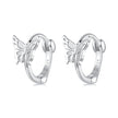 925 Sterling Silver Earrings with White Gold Plating, 1.1x0.7 cm, for Women