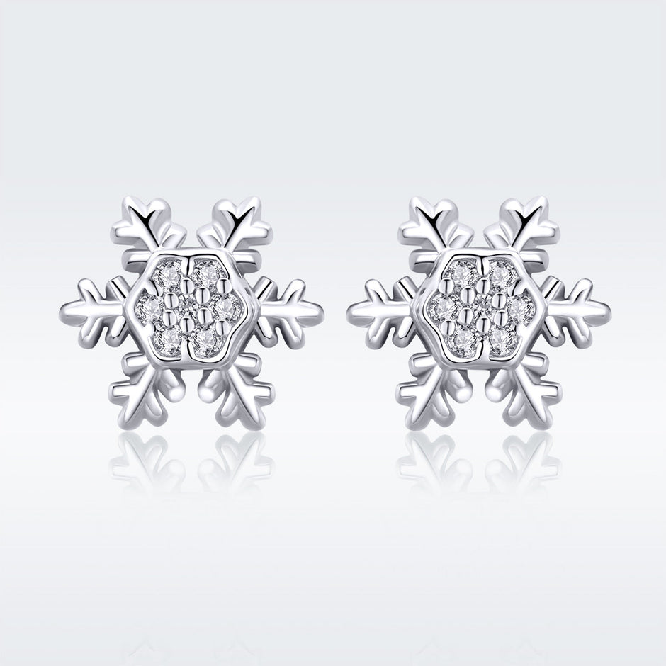 S925 Sterling Silver Earrings with CZ in Pavé Setting - 0.8*0.8cm for Women