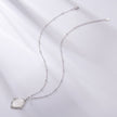 925 Sterling Silver Necklace with White Gold Plating, 40+5cm Length, CZ & Mother of Pearl Pendant for Women