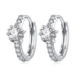 925 Sterling Silver Earrings with Pavé Setting CZ, Platinum Plated, 1.3x0.4cm, for Women