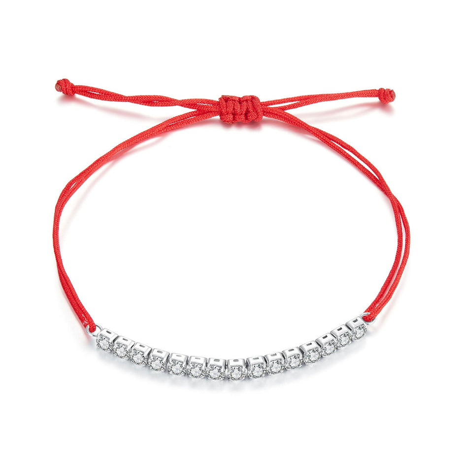 925 Sterling Silver Adjustable White Gold Plated Bracelet with CZ