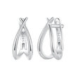 925 Sterling Silver Earrings 1.2x0.6cm with White Gold Plating for Women