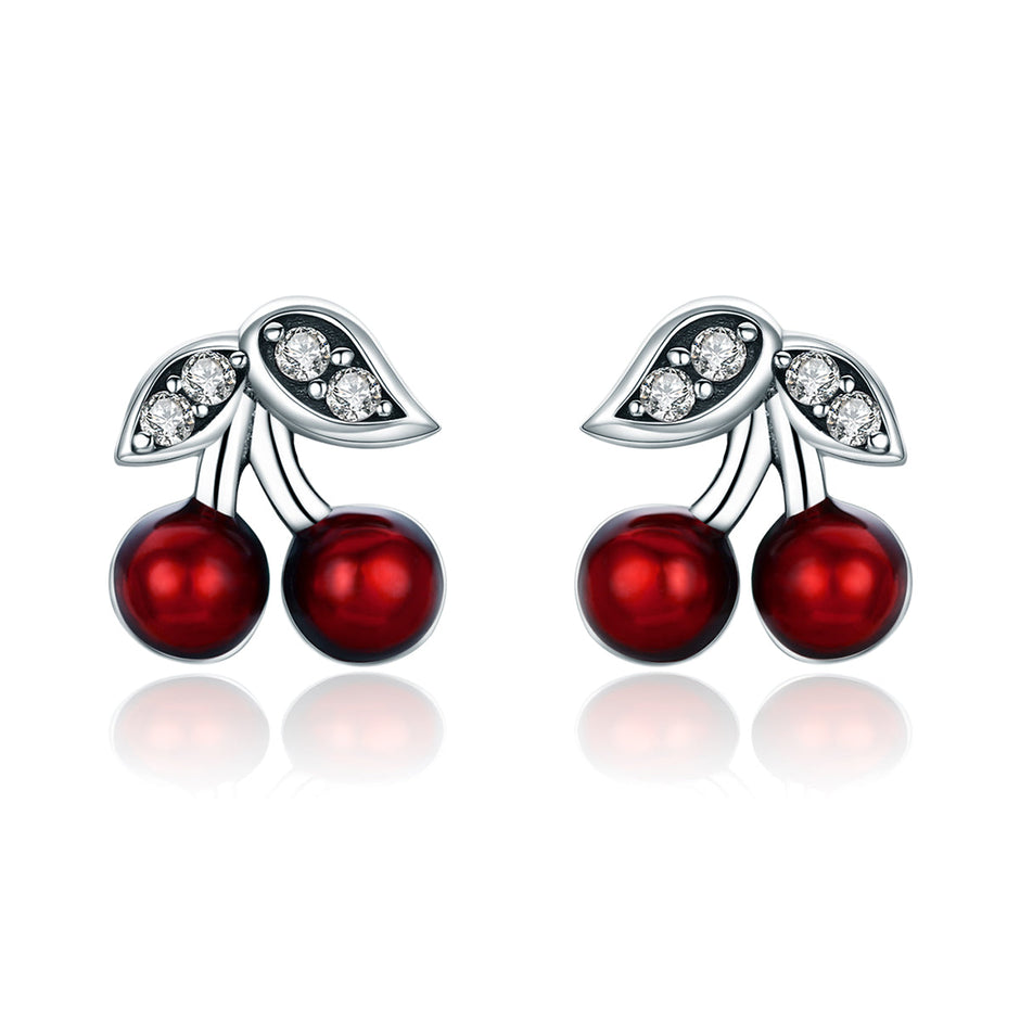 925 Sterling Silver Earrings with CZ & Enamel, 0.9x0.8cm, for Women