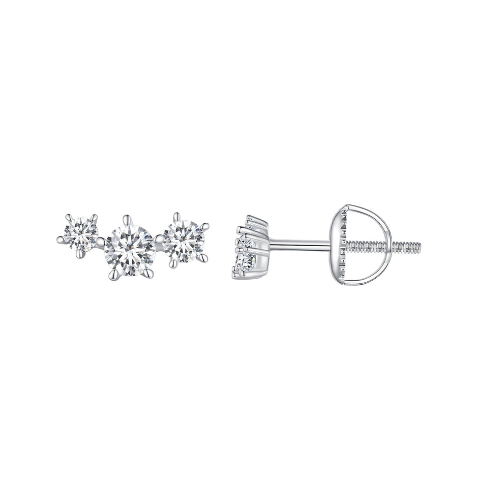 925 Sterling Silver Moissanite 0.01 Carat Earrings Size 4*9mm for Women