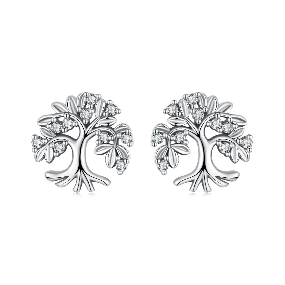 925 Sterling Silver Earrings with Pave Setting CZ - Oxidized Finish - 0.9cm