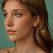 925 Sterling Silver Earrings for Women with White Gold Plating, Size 1.5x0.6cm
