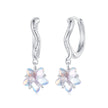 925 Sterling Silver Earrings with Transparent Glass and White Gold Plating for Women