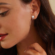 925 Sterling Silver Pavé Setting CZ & Natural Fresh Water Earrings for Women - 10*7mm