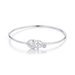 925 Sterling Silver Bracelet with CZ, 17mm, White Gold Plated, For Women