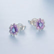 925 Sterling Silver Earrings with Pavé CZ and Enamel Process, 0.8cm, White Gold Plated for Women