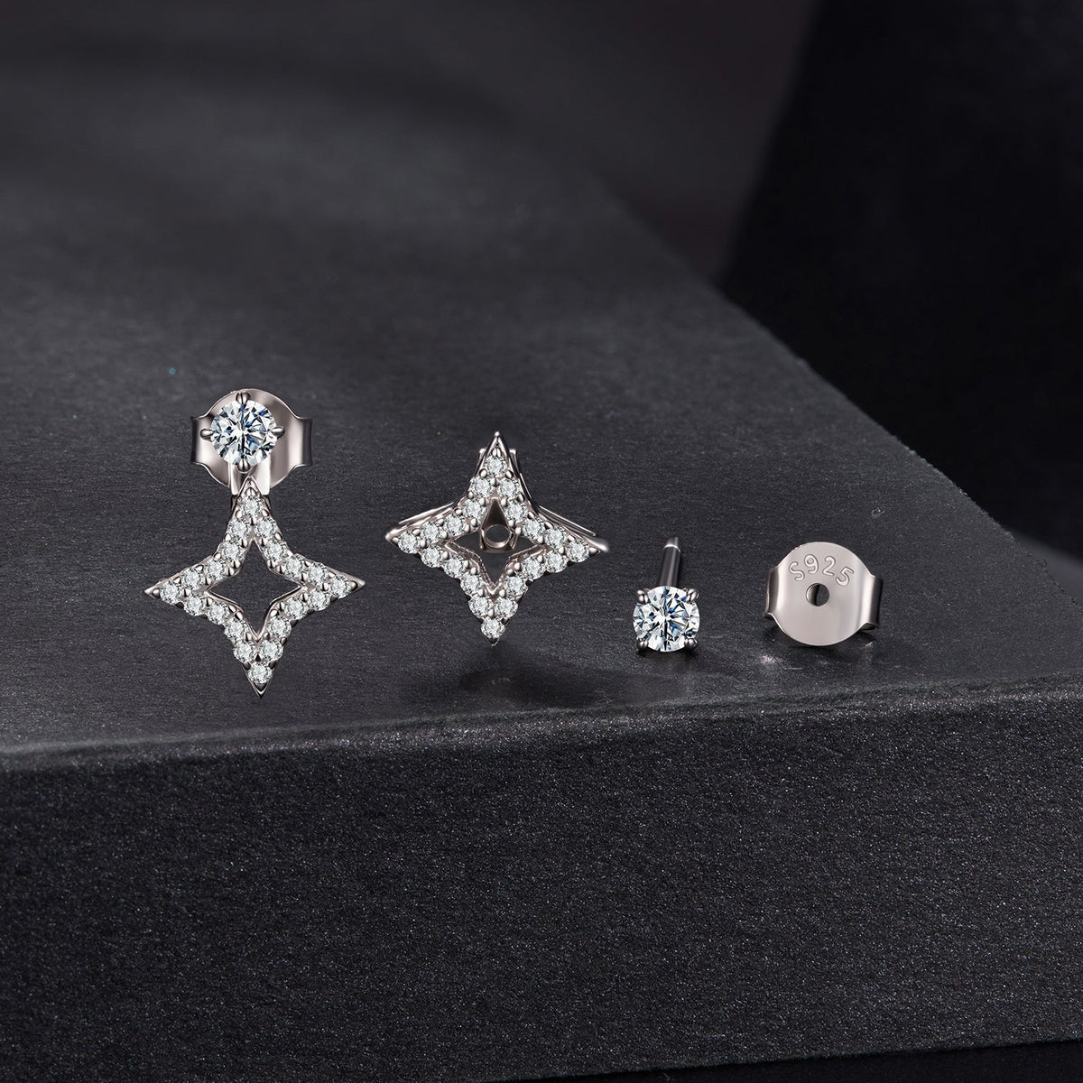 925 Sterling Silver Moissanite 0.1ct Earrings for Women