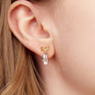 925 Sterling Silver Earrings with Synthetic Pearl, 1.7*0.9cm for Women