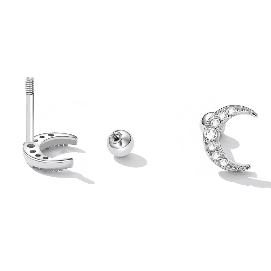925 Sterling Silver Earrings with Pavé Setting CZ, 0.8*0.6cm for Women