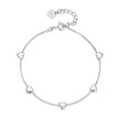 925 Sterling Silver Plated White Gold 17+3.5cm Heart-Shaped Bracelet for Women