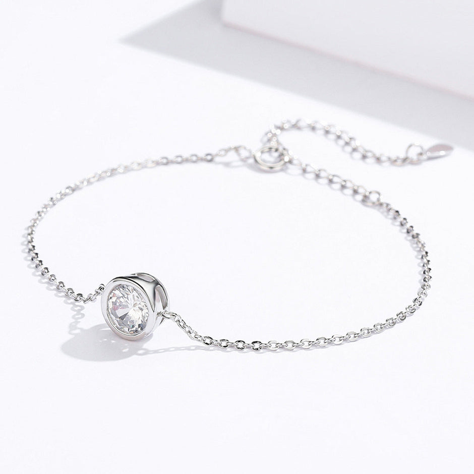925 Sterling Silver & Platinum Plated CZ Bracelet for Women