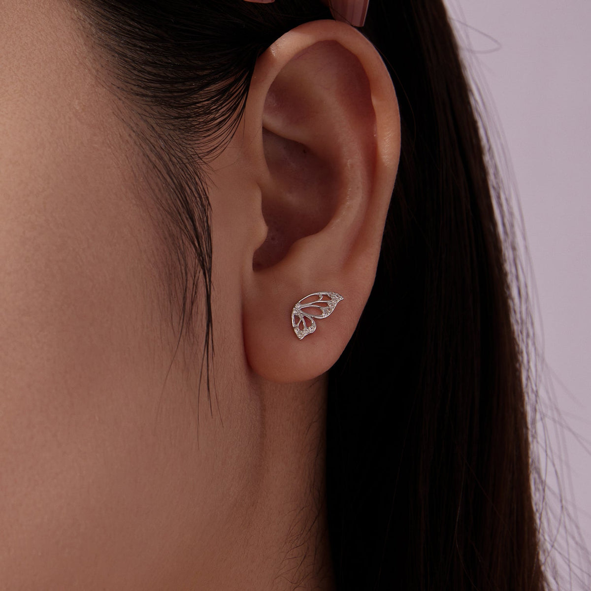 925 Sterling Silver White Gold Plated Pavé Set CZ Earrings - Small Size