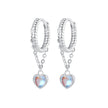 925 Sterling Silver White Gold Plated Moonstone Earrings 23x5mm for Women