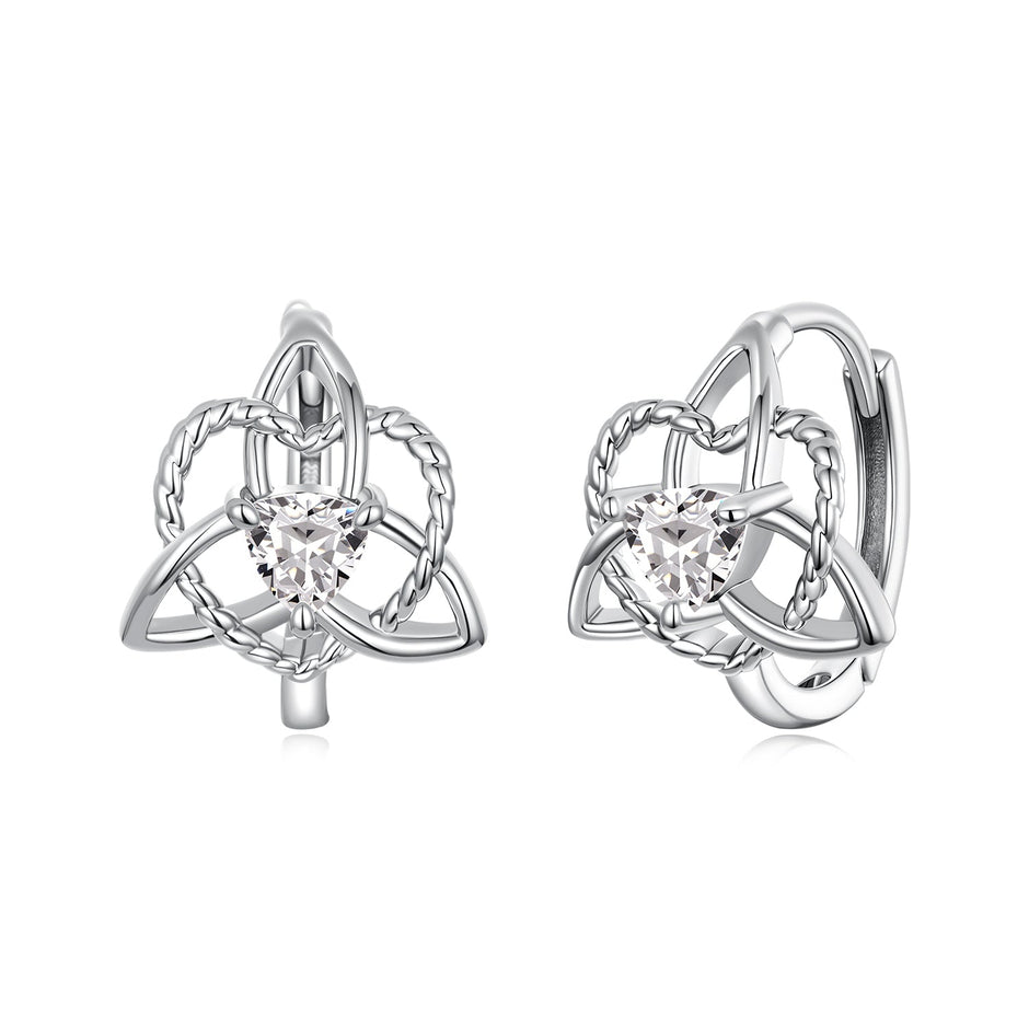 925 Sterling Silver White Gold Plated Pavé CZ 1.5x1.2cm Hoop Earrings for Women